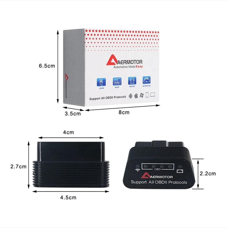 Aermotor ELM327 OBD2 диагностический сканер Android IOS Windows работает адаптер