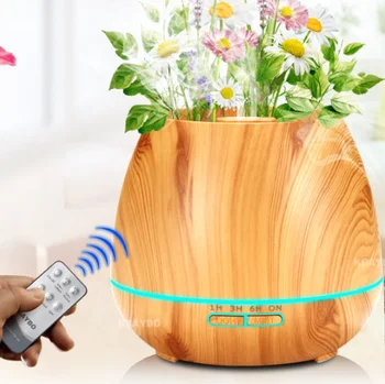 

550ml Air Humidifier Aroma Essential Oil Diffuser Ultrasonic with Wood Grain electric LED Lights aroma diffuser for home