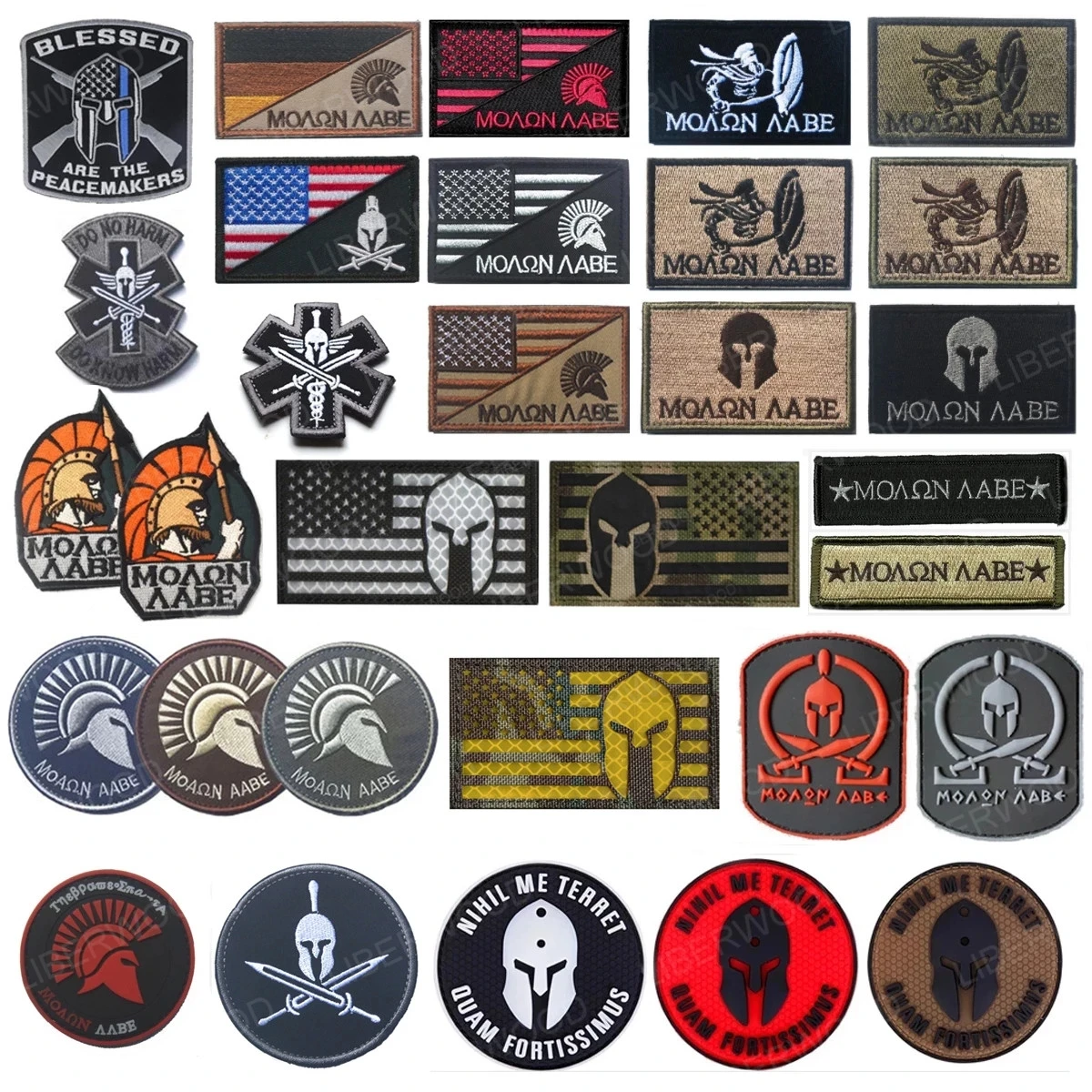 Spartan Labe Army Flag USA Tactical Warrior Embroidered Iron-On Sew patch 2Pcs 