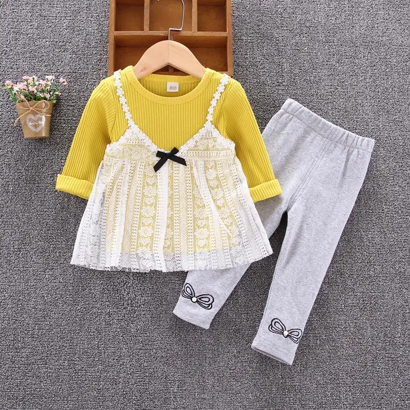 

Female Baby Spring Clothing Set 2019 New Style 3 Girls Fashion Western Style Two-Piece Set 4 Spring And Autumn 1 Infant Children