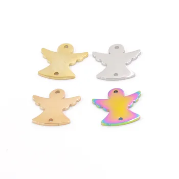 

Stainless Steel Fairy Angel Wing Charm Cremation Urn Connector DIY Jewelry Mirror Polished wholesale 20pcs