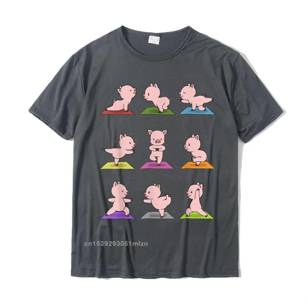 Normal O-Neck T Shirts Summer/Fall Tops Shirt Short Sleeve Brand New Cotton Fabric Hip hop T-shirts Casual Man Pig Yoga T-Shirt Funny Piglets In Yoga Poses Sports Tee__4899 carbon