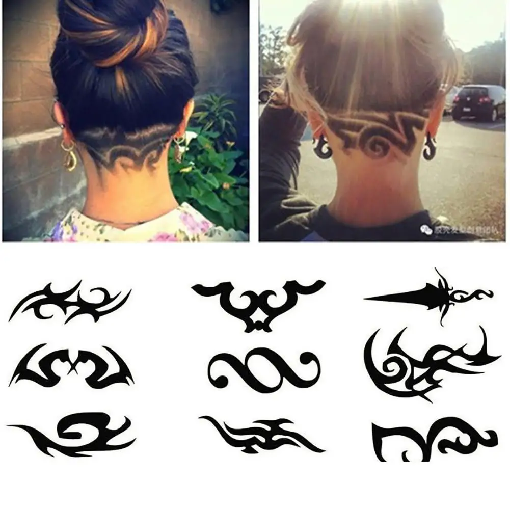 16Pcs/Pack Hair Styling Tattoo Template Stencil DIY Hairdressing Model Trimmer Salon Barber Tools | Красота и здоровье