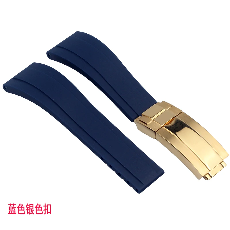 blue Golden clasp 20 мм 21 мм сильная гибкость резиновый силиконовый ремешок для часов Ремешки для ролевых cosmographer Daytona GMT Submariner Ремешки для наручных часов браслеты - Цвет ремешка: blue Golden clasp