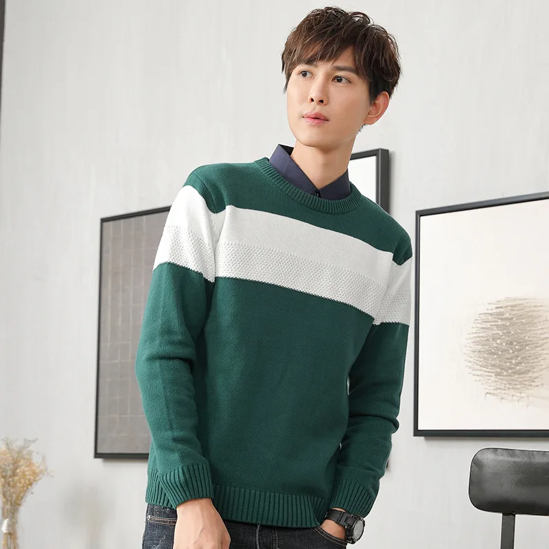 MRMT, брендовый осенне-зимний мужской свитер, пуловер с круглым вырезом для мужчин, свитер, сочетающийся с цветом, Молодежный базовый свитер с длинным рукавом - Цвет: Dark green