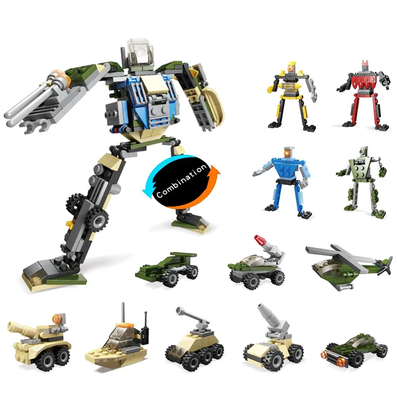 Kids Assemble Robot Car Building Blocks Toys Gashapon Capsule DIY Animal Series Model Educational Toys Children Birthday Gifts