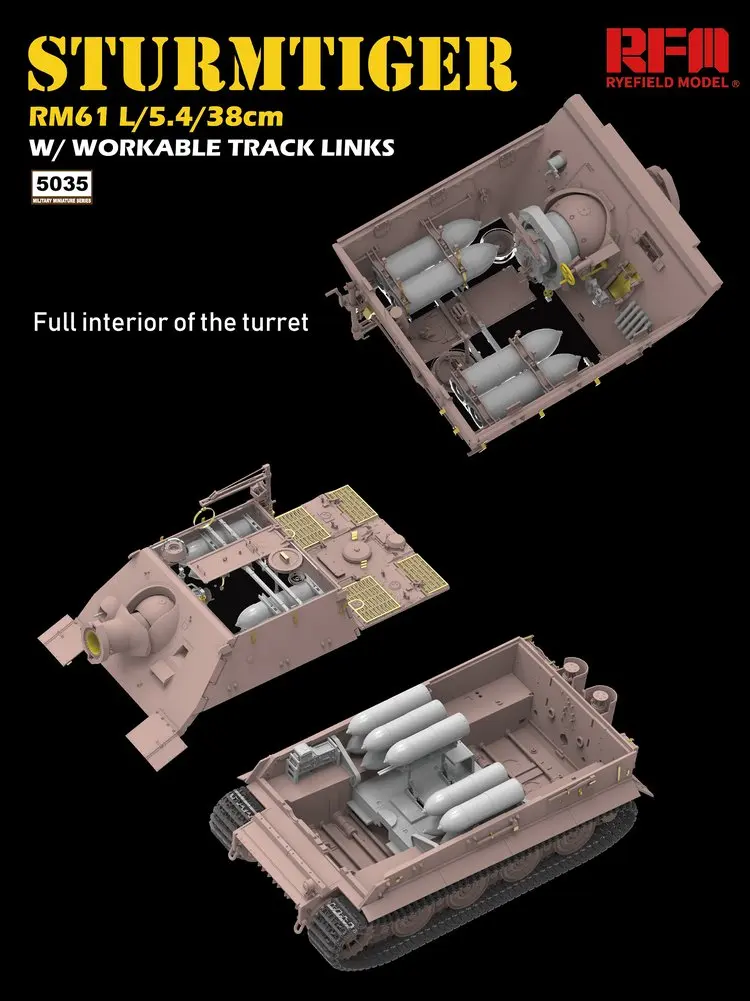 Ржаное поле модель RFM RM-5035 1/35 STURMTIGER RM61 L/5,4/38 cm w/workable track links-масштабная модель комплект