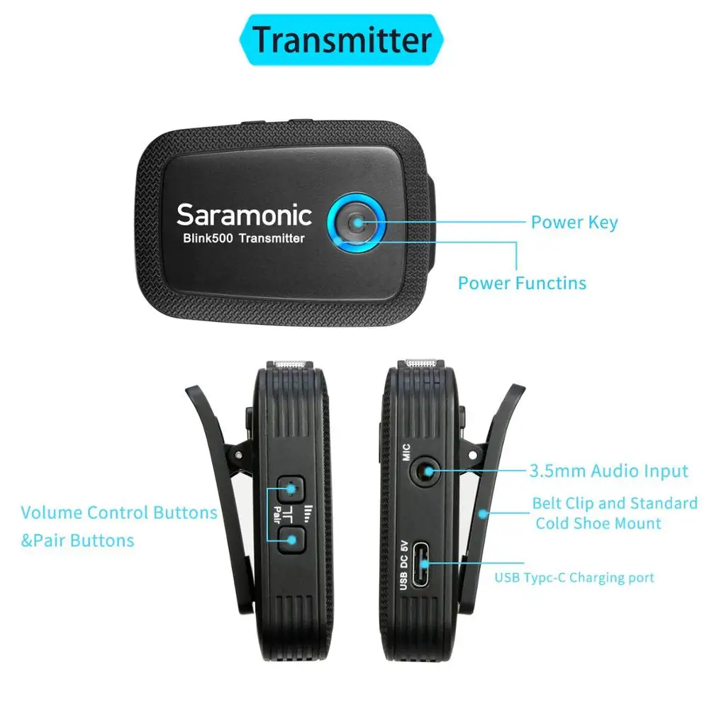 Saramonic беспроводной микрофон Blink 500 серии B1 B2 B5 B6 2,4 ГГц двухканальный микрофон система w петличный для DSLR телефонов VS RODE GO