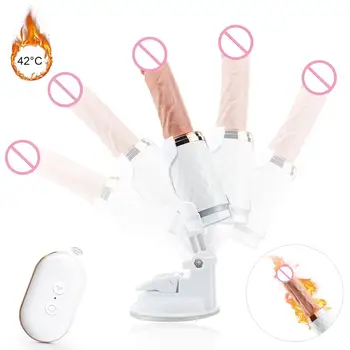 Online Dildo Sex Machine Automatic Telescopic Woman Penis Vibration Sex Machine Gun Heating Simulation Sex Toys For Women Masturbation