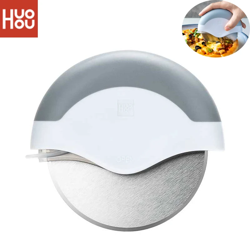 2020 HUOHOU Pizza de Pizza cortador de acero inoxidable pastel cuchillo para Pizza tijeras de ruedas de cocina para hornear herramientas para Pizza Waffles
