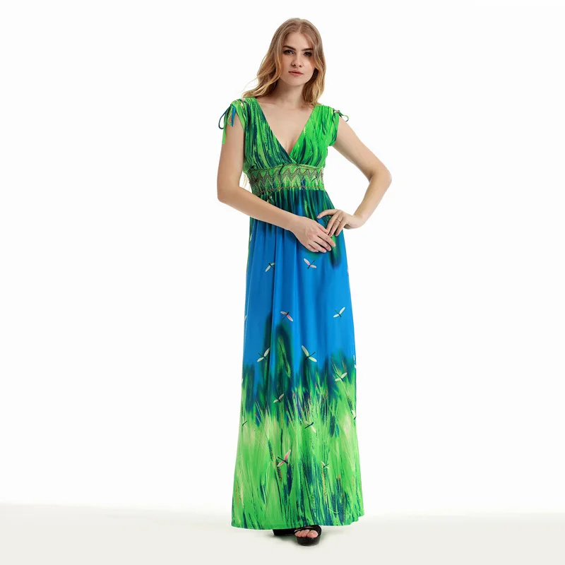 Women Summer Vintage Vintage ukraine Boho Beach Clothing Ladies Bohemian Print Maxi Long Dress Plus Size 6XL Vestido