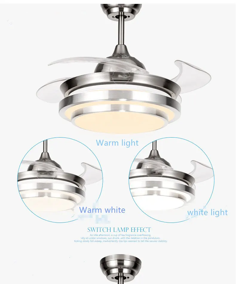 Modern Minimalist LED Fan Light Living Room Dining Room Bedroom Ceiling Room Lighting ceiling fans with lights Free Shipping