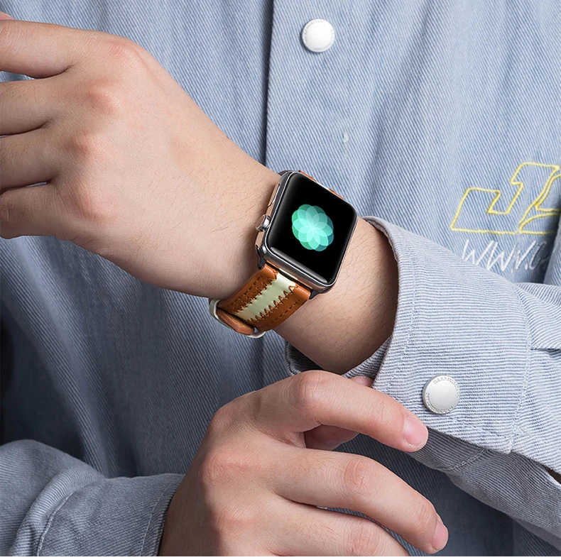 Luminous+Leather strap For Apple watch band 44mm 40mm 38mm 42mm 40 44 mm Unique Trend watchband bracelet iWatch serie 6 5 4 3 se