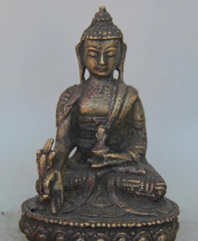 

zmrui Old Tibet Buddhism Purple Bronze Seat Menla Medicine Buddha medical God Statue