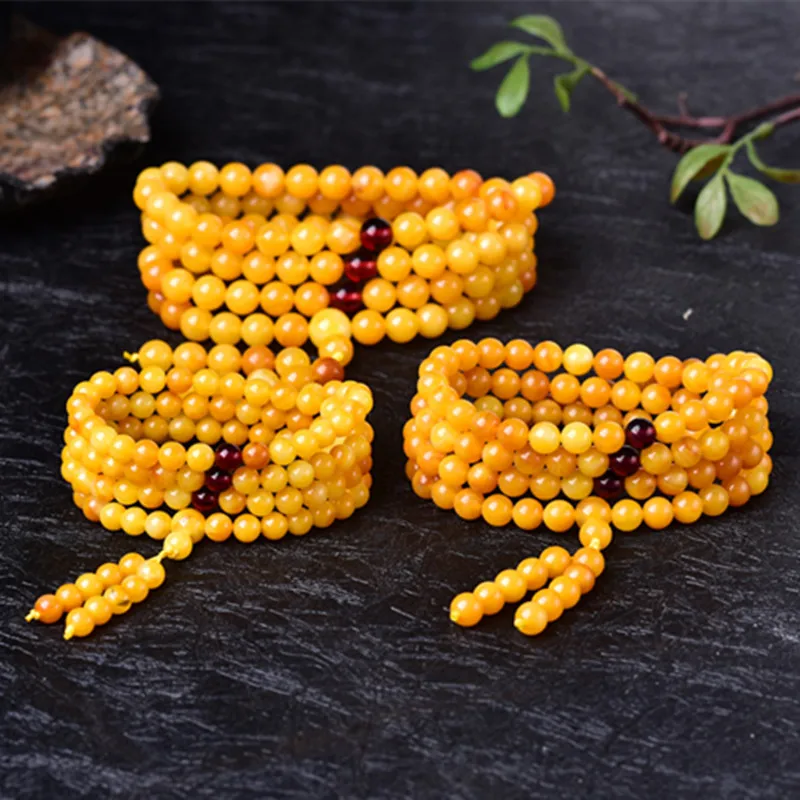 

Wax Amber Chicken Oil Yellow Bracelet 108 Simple Models for Men and Women Natural Amber Braceletnatural Amber Stone Bracelet