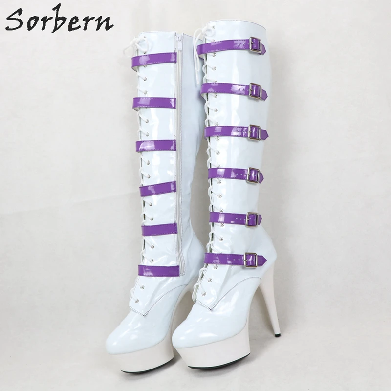 Sorbern Custom Knee High Boots For Women 6Inch High Heel Stripper Pole Dance Boot Platform Custom Straps Cosplay Boot Long