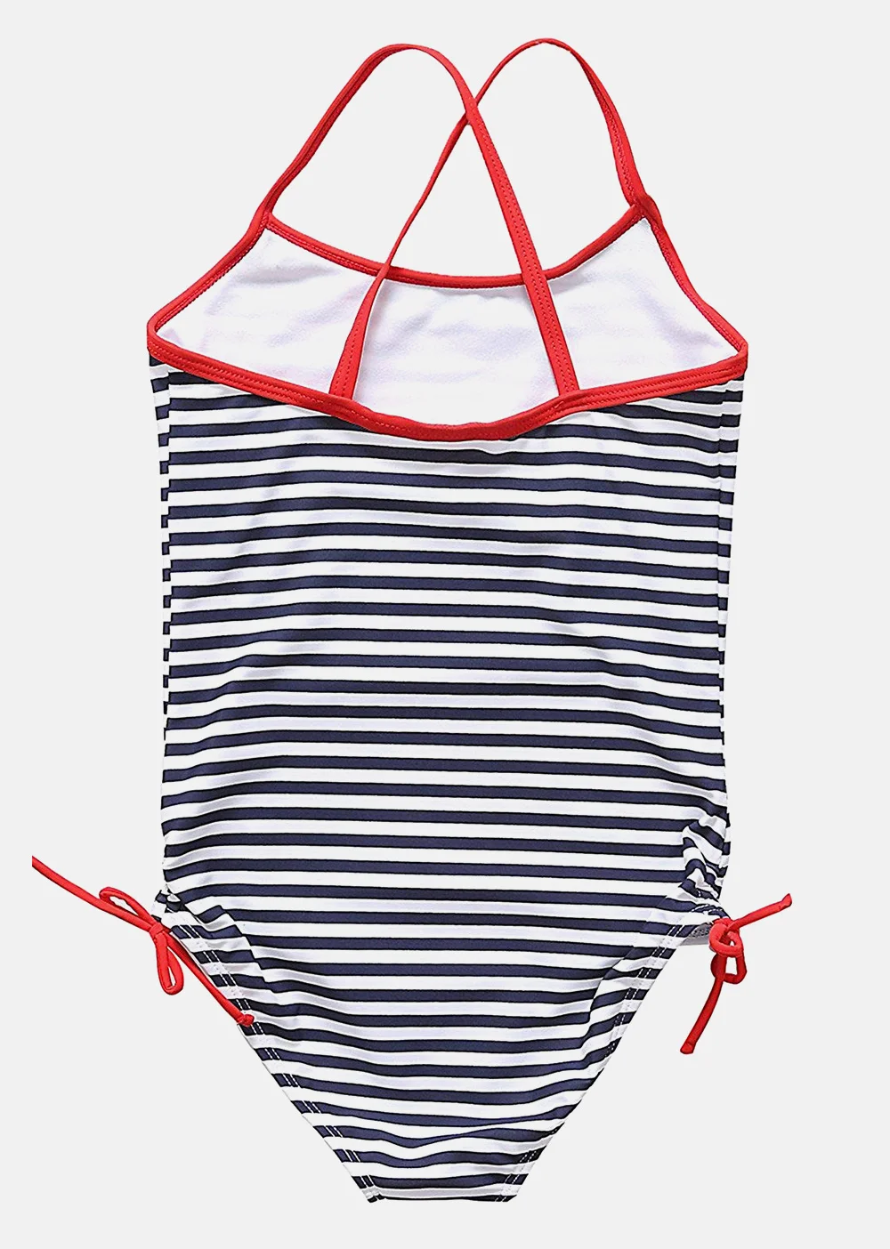 Anfilia Girls' One-Piece Swimsuits Stripe Printed Swimwear Kids Side Tied Bikini Cute Beach Wear Children's One-piece Suits