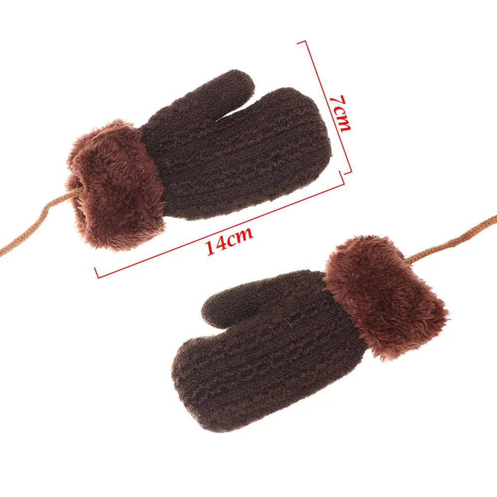 1Pair New Winter Boys Girls Cute Knitted Gloves Warm Rope Full Finger Mittens Gloves for Children Toddler Kids Gloves