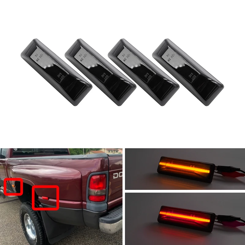 Anzo USA LED Dually Fender Lights Clear 4-Piece for Dodge Ram 3500 1994-2002