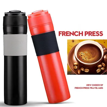 

fashion Portable French Press Coffee Maker Travel Mug Manual Patent Plunger Stainless steel Mug Travel Cup For Gift 2020