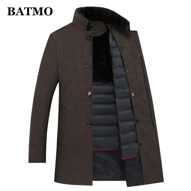 BATMO wool trench coat men,men's 90% white duck down wool jackets ,thicked wool coat men,plus-size M-XXXL 8866A BATMO wool trench coat men,men's 90% white duck down wool jackets ,thicked wool coat men,plus-size M-XXXL 8866A