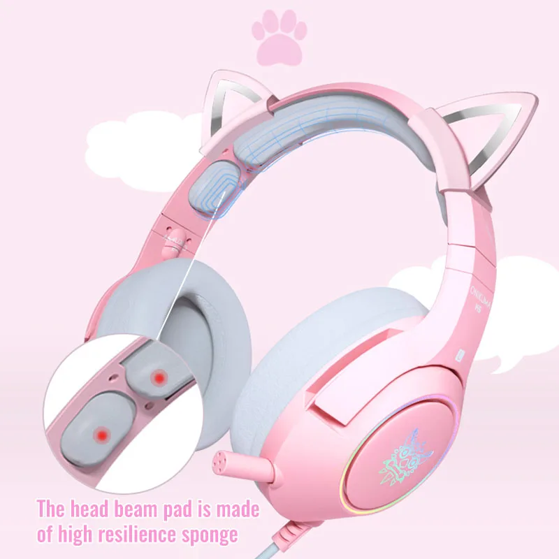 Orelha com Fio Fones de Ouvido com Microfone Fone de Ouvido Gaming Headset Gato Menina Bonito Redução Ruído 3.5mm Telefone Móvel Ps4 Gamer - Image 3