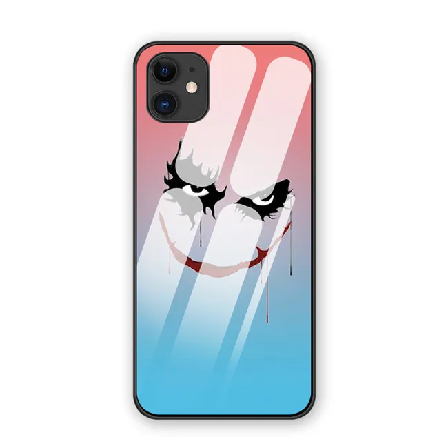 Бэтмен Темный Джокер Чехлы для iphone 7 8 6 6S Plus роскошный закаленное стекло чехол для телефона iphone 11 11Pro X XR XS MAX - Цвет: 8
