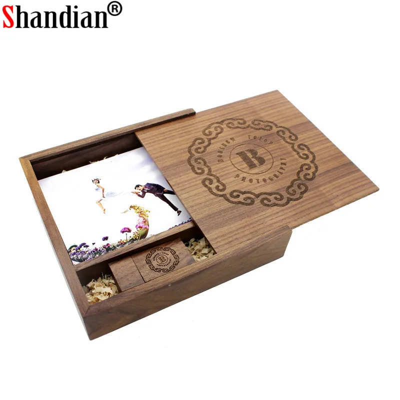 Usb флеш накопитель SHANDIAN деревянный с логотипом 4/8/16/32/64 ГБ 170x170x35 мм|wooden usb|card