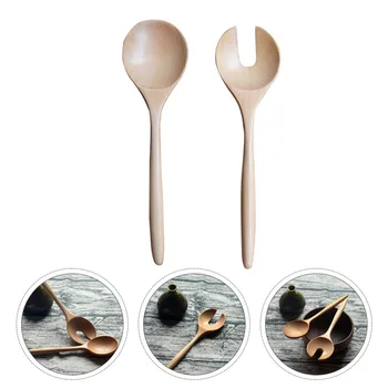 

2pcs Lightweight Practical Reusable Durable Servers Salad Fork Salad Spoon Restaurant Hotel
