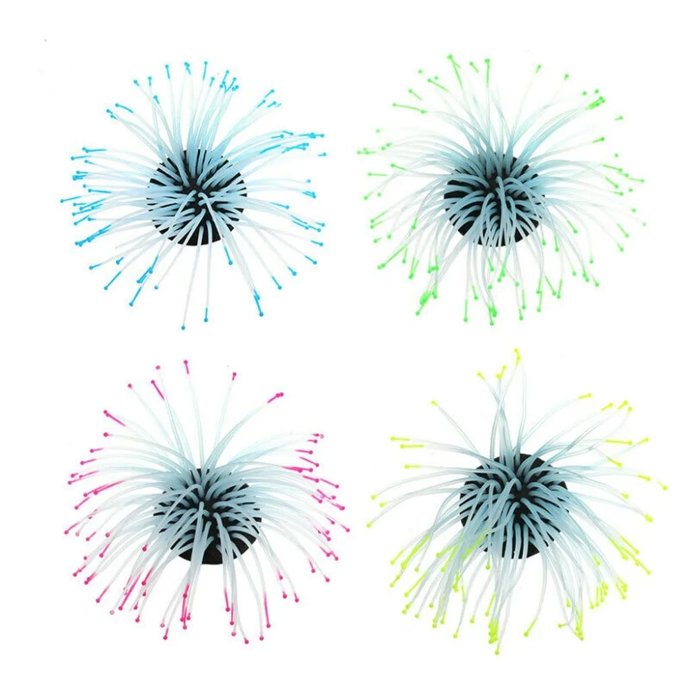 Aquarium Decoration  Fish Tank Luminous Sea Anemone Artificial Coral Ornament  (2)