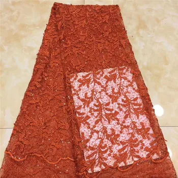 

Wholesale orange party dress material French net lace fabric African party mesh cloth for fashion lady PDN855 (5yards/lot)