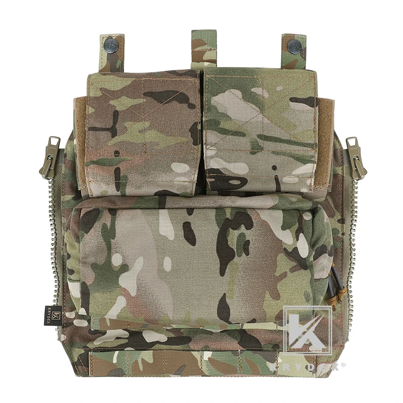 KRYDEX Tactical Front Candy Pouch Zipper Pack Hook Back for Chest Rig Black Camo 