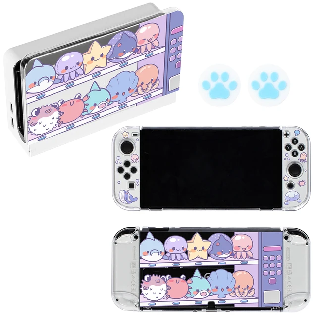 For Nintendo Switch OLED Cute Cartoon Anime Case Joy Con Controller Shell Kawaii Pink Soft Silicone Protective Cover Accessories L