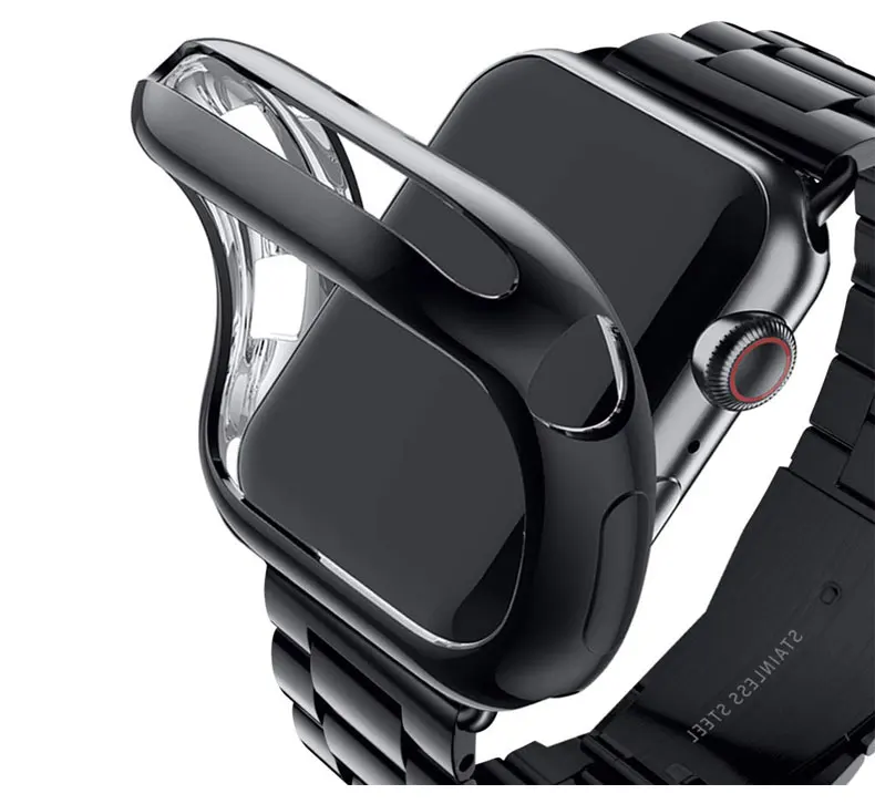 Чехол+ ремешок для наручных часов Apple Watch, версии 44 мм, 42 мм, 40 мм, 38 мм, версия наручных часов iWatch, браслет, 5/4/3/2/1 полная защитная крышка для экрана+ ремешок для часов из нержавеющей стали