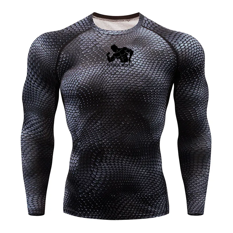 Мужская футболка для бега, 3D принт, для фитнеса, спортзала, ММА Рашгард, футболка, брендовая, для бодибилдинга, тренировки, рубашки, длинный рукав, для бега, топы