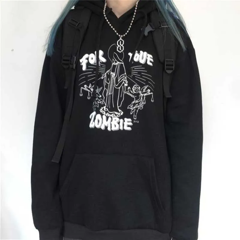 NiceMix Harajuku негабаритных толстовка женская осень мультфильм печати толстовки с длинным рукавом пуловер свободные милые толстовки забавные