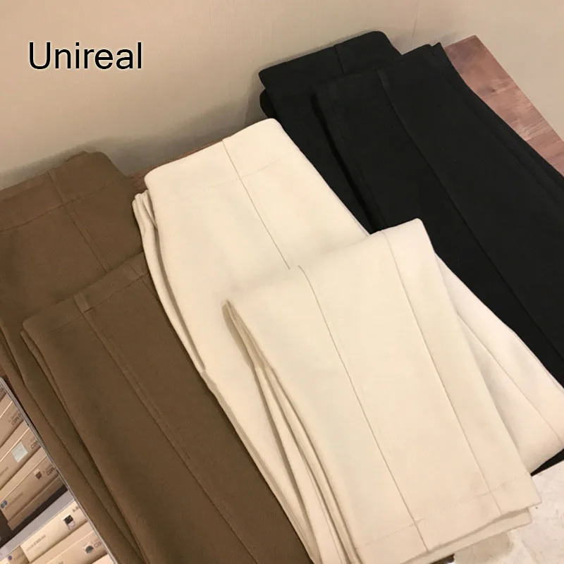 

Unireal 2022 Autumn Winter Thick Wool Pants High Waist Women Harem Pants Casual Trousers Female Woolen Pants