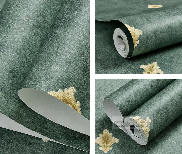 Винтажный пестрый американский стиль нетканые обои 3D greenembossed Простой Европейский спальня гостиная ТВ фон обои