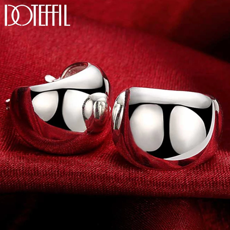 Hoop Earrings Jewelry Egg-Shape Wedding-Party-Gift 925-Sterling-Silver DOTEFFIL Romantic