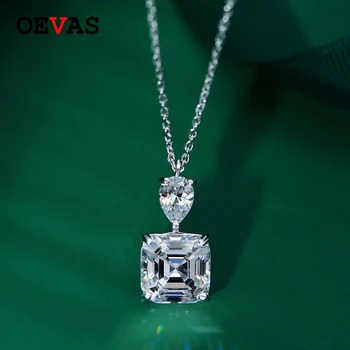 

OEVAS 925 Sterling Silver Asscher Cut Created Moissanite Gemstone Wedding Engagement Pendent Necklace Fine Jewelry Wholesale