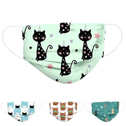 10/100Pcs Child Disposable Face Shield Mask Cute Cat Cartoon Print Fashion Student Mask 3-Layer Casual Mascarillas Ninos Masque