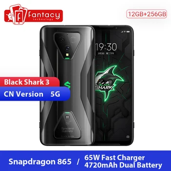 

New Xiaomi Black Shark 3 5G Snapdragon 865 12GB 256GB Game Phone Octa Core 6.67'' AMOLED 64MP Triple Cameras 65W Charger 4720mAh