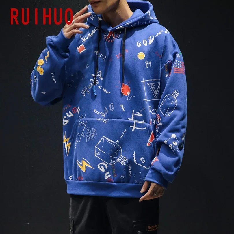 RUIHUO 2020 Новинка весны толстовка с капюшоном в стиле хип хоп Мужская модная уличная