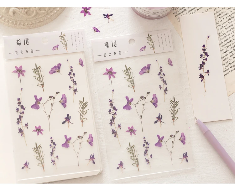 Vintage Stickers Leaves Eucalyptus Bullet Journal Vintage Translucent PET Plants Flower Pattern DIY Stickers Scrapbooking