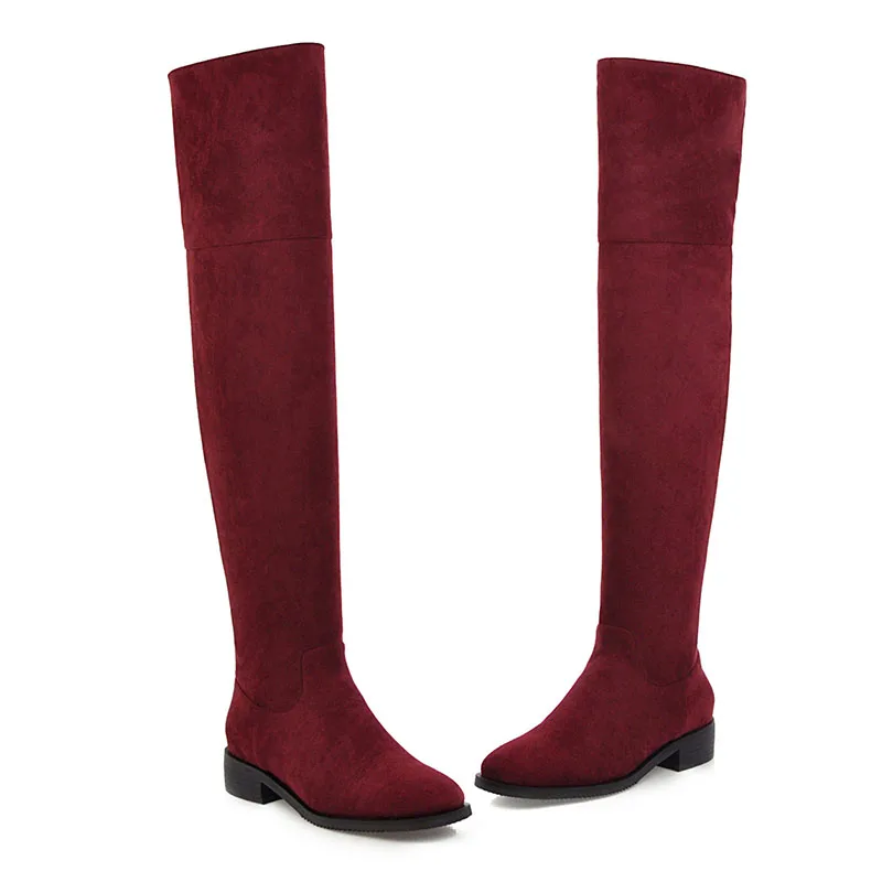 Taoffen/женские ботфорты на молнии, 4 цвета, большие размеры 33-46 удобные женские сапоги на плоской подошве высокого качества Уличная обувь