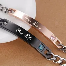 Персонализированные подвески для пары из нержавеющей стали ID браслет для мужчин женский черный и розовое золото цвет Выгравированный PULSEIRA