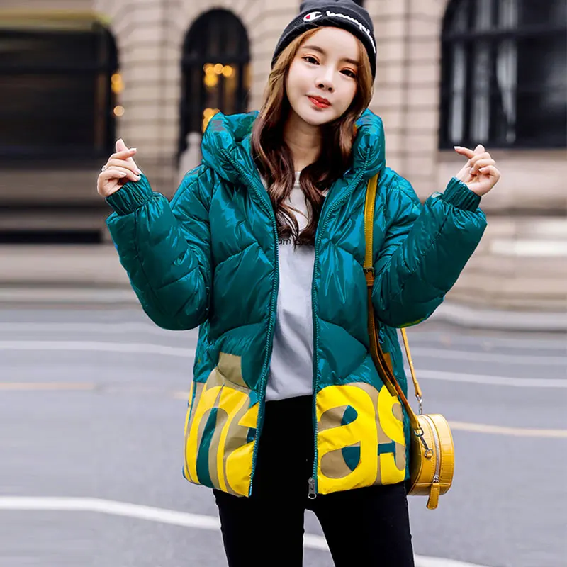 Winter Short Coat Warm cotton Jacket Women Glitter Plus Size Womens Winter Coat Hooded Thick Down Jackets waterproof Parka