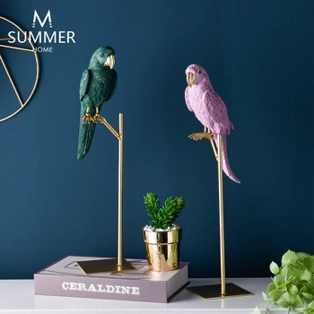 

Nordic Creative Resin Simulated animal parrot bird Crafts ornaments Gold Modern home desktop decoration miniature figurines