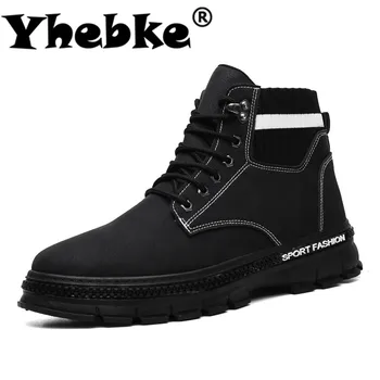 

Yhebke Men Casual Shoes Breathable Genuine Leather Boots Men's Winter Classic Handmade Footwear Brand Fashion Soft Sneakers