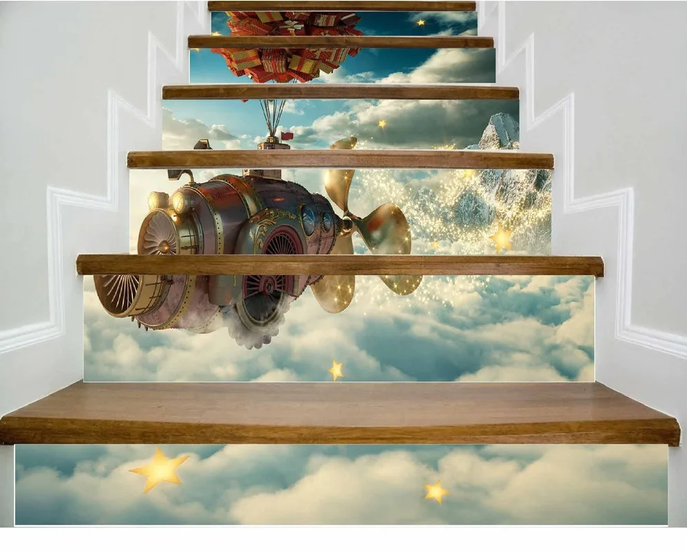 

6Pieces/set Dropship Ship Gift 3D Simulation Staircase Paste Can Move Waterproof Steps Decorative Wall Paste Home